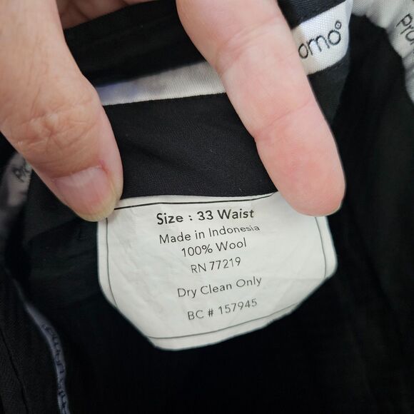 Pronto Uomo Couture Men's Size 33 Wool Dress Pants Trousers Slacks Black #77219 - Picture 2 of 5